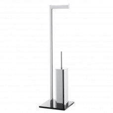 Ершик для унитаза с держателем туалетной бумаги Glass черный/хром GLASDRZSTET