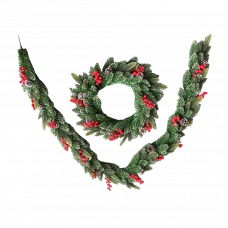 Ветка- венок с ягодами и шишками 50см